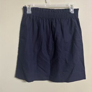J. Crew Factory Linen-Cotton Blend City Skirt New Size 2 /XS Navy Elastic Waist